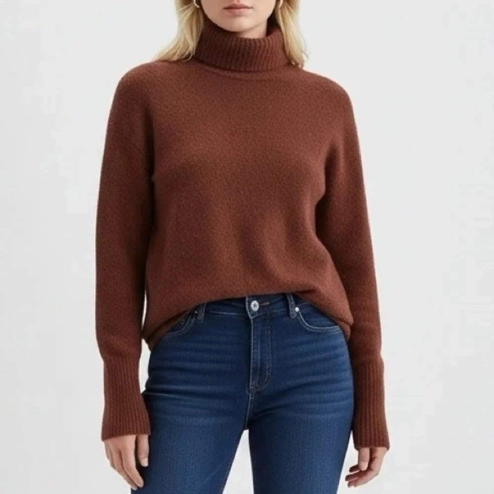 J. Crew Brown Wool Blend Turtleneck Sweater